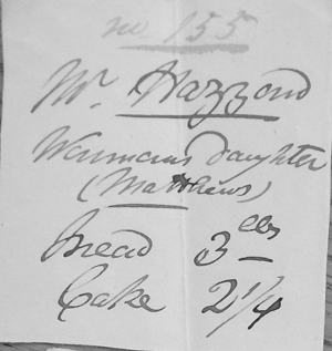 Ticket for Wenman's daughter